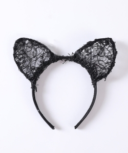 Sequin Laced Ear Halloween Headband HN400154 BLACK